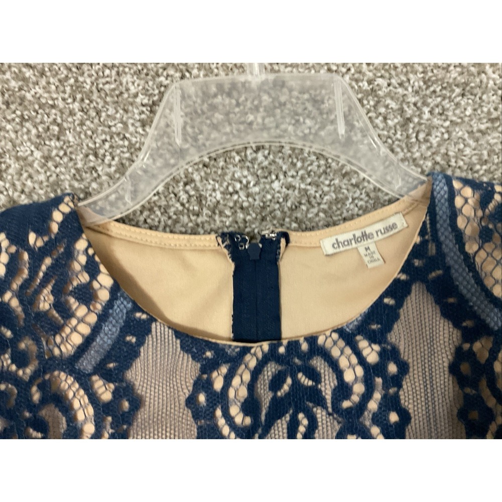 Charlotte Russe Blue Cutout Lined Sleeveless Mini Dress Sz M Semi Formal - Picture 5 of 9
